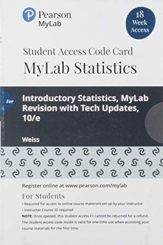 Mylab Statistics with Pearson Etext -…, Weiss, Neil A