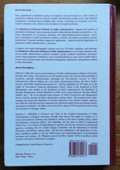 HANDBOOK OF RESEARCH METHODS IN PUBLIC ADMINISTRATION by G. Miller & M. Whicker