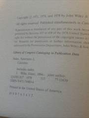 Calculus One And Several Variables Third Edition S.L Salas Einar Hille