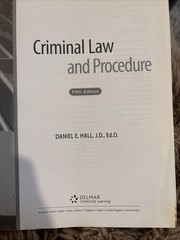Delmar Cengage Learning Criminal Law And Procedure Book Fifth Edition