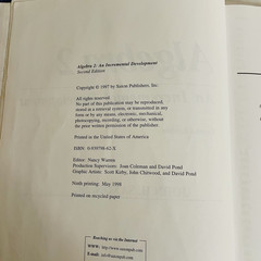 Saxon Algebra 2 An Incremental Development 2nd Edition Student Textbook 1998