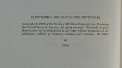 ELECTRONICS AND NUCLEONICS DICTIONARY Cooke & Markus 1960 First Edition Science