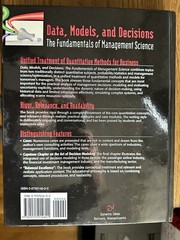 Data, Models, and Decisions: The Fundamentals of Management Science By Dimitris