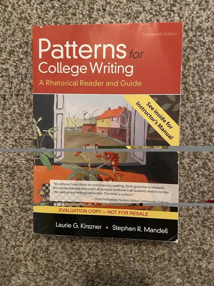 Bedford/St. Martin’s Patterns for College Writing 14th Ed Paperback Kirszner Ma…