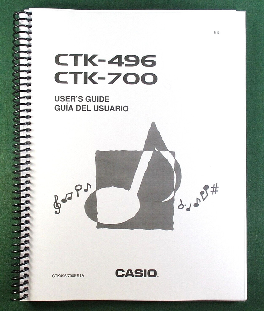 Casio CTK-496 Instruction Manual: 45 Pages Coil Bound & Clear Covers!