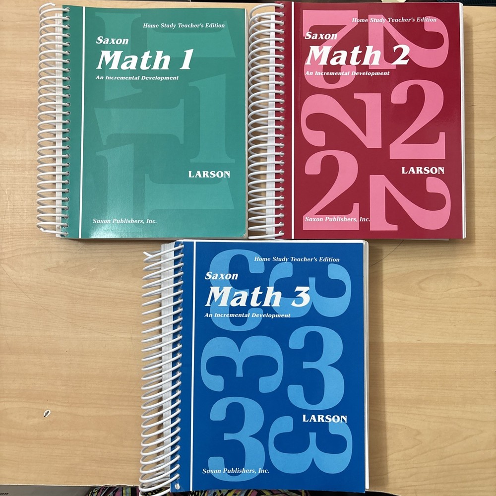 Lot 3 Saxon Math 1 2 3 Home Study Teacher’s Edition Books 1-3 Very Good Spiral