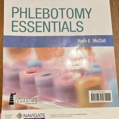 Jones & Bartlett Learning Phlebotomy Essentials 8th Ed Textbook Ruth E. McCall
