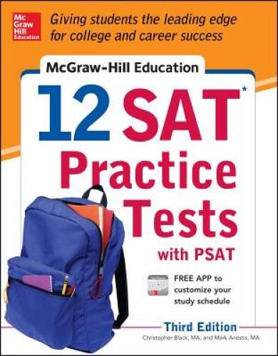 McGraw-Hill Education 12 SAT Practice Tests with PSAT, 3rd Edition – VERY GOOD