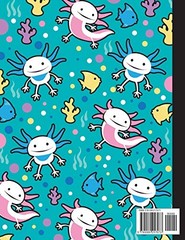 Cute Axolotl Aquatic Pattern Notebook 8.5×11 College Ruled 120 Pages