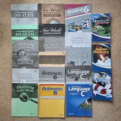 Abeka 6th Grade Language, History, Science, Health, Math, 19 Books