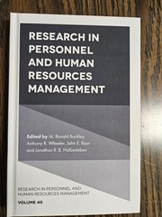 Research in Personnel and Human Resources Management by Anthony R. Wheeler