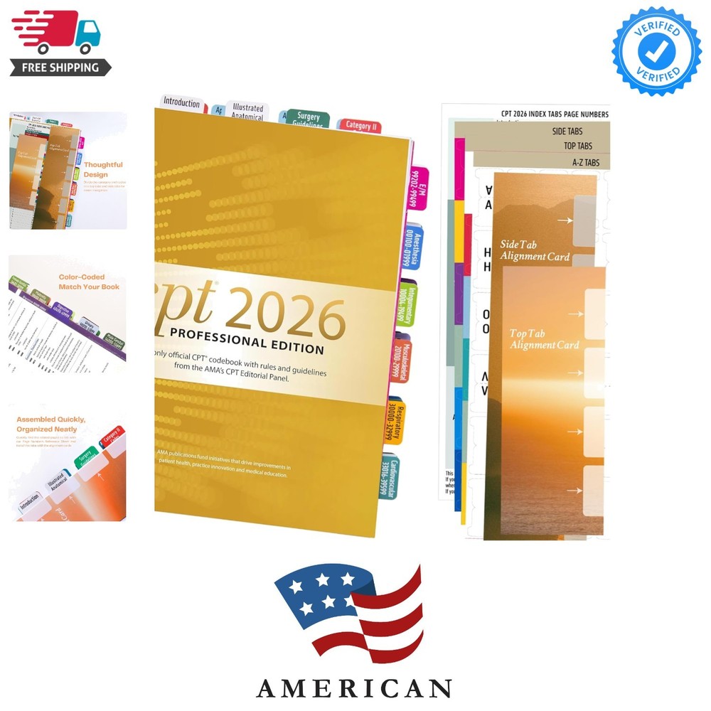 Index Tabs for CPT 2026 Professional Edition, Laminated and Color Coded Code …