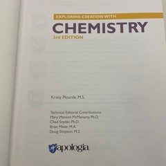 Exploring Creation with Chemistry Kristy Plourde Apologia 3rd Ed & Print 2016 HC