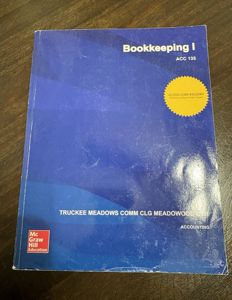 McGraw Hill Create Bookkeeping I ACC 135 PB 2000 Access Code Included BRC-926148