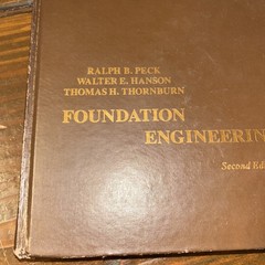 Foundation Engineering Walter Hanson Ralph B. Peck Thomas Thornburn 1974 HC VG