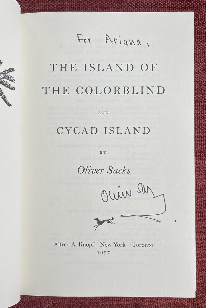 Signed Oliver Sacks – The Island Of The Colorblind – 1st Edition Book Autograph