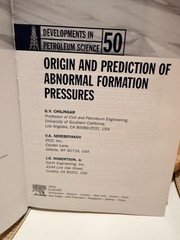Origin Prediction Abnormal Formation Pressures Petroleum Science 50 Elsevier HC
