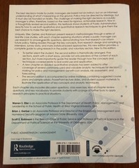 Public Administration Research Methods: Tools for Eval, Eller, Second (2nd) ed.