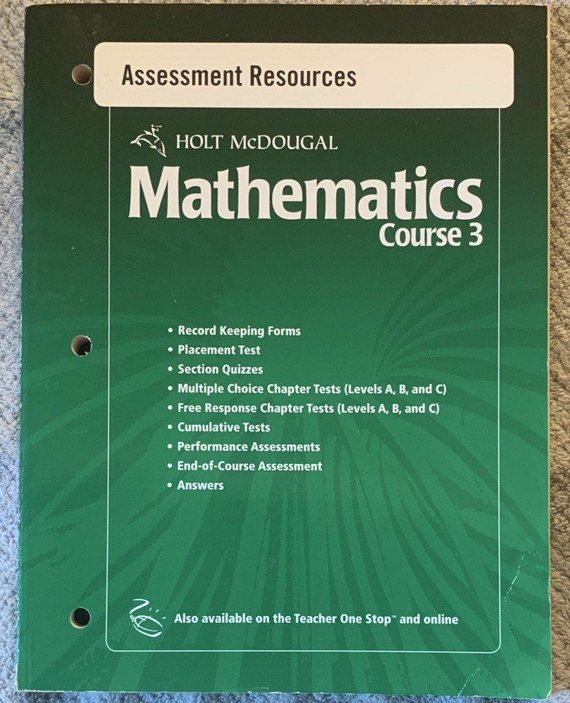 Holt McDougal Mathematics Course 3 Assessment Resources Answers Paperback 2010