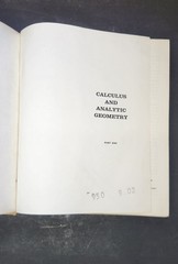 Calculus and Analytic Geometry George B Thomas Jr. 2nd Print 1969 Addison-Wesley