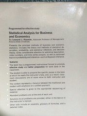 Statistical Analysis for Business and Economics by Leonard J. Kazmier