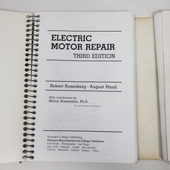 Electric Motor Repair Third Edition by Rosenberg & Hand Spiral Bound Textbook