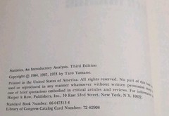 Statistics An Introductory Analysis 3rd Edition 1973 Taro Yamane Hardcover