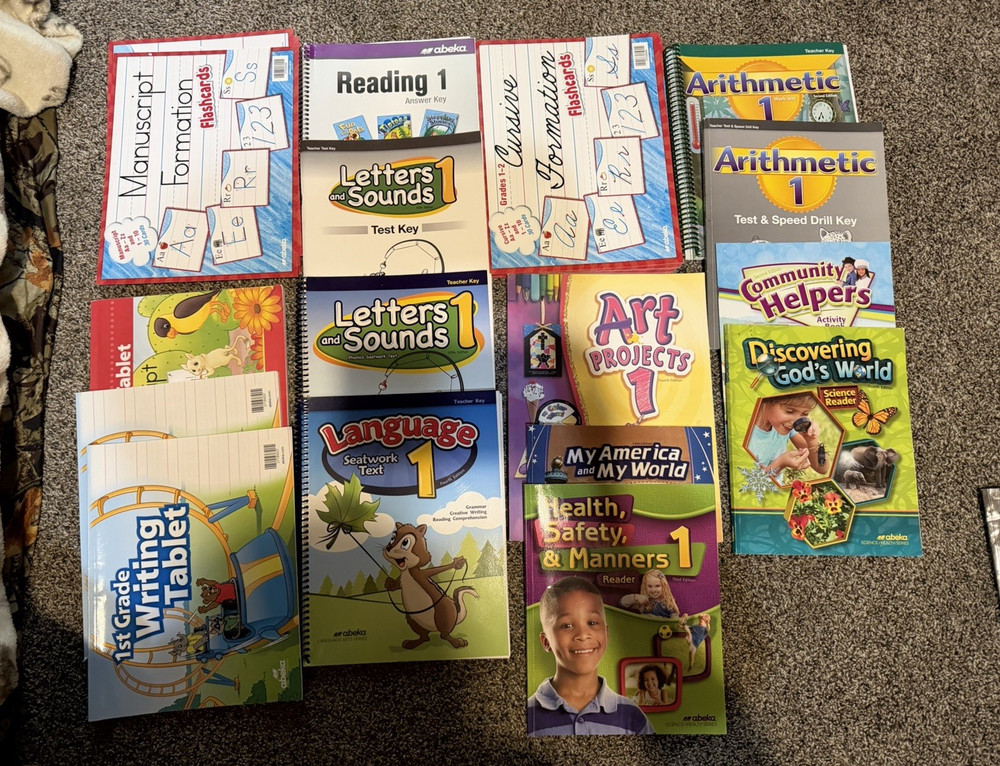 Abeka Grade 1 Homeschool Curriculum Lot: Math, Reading/Phonics + Keys