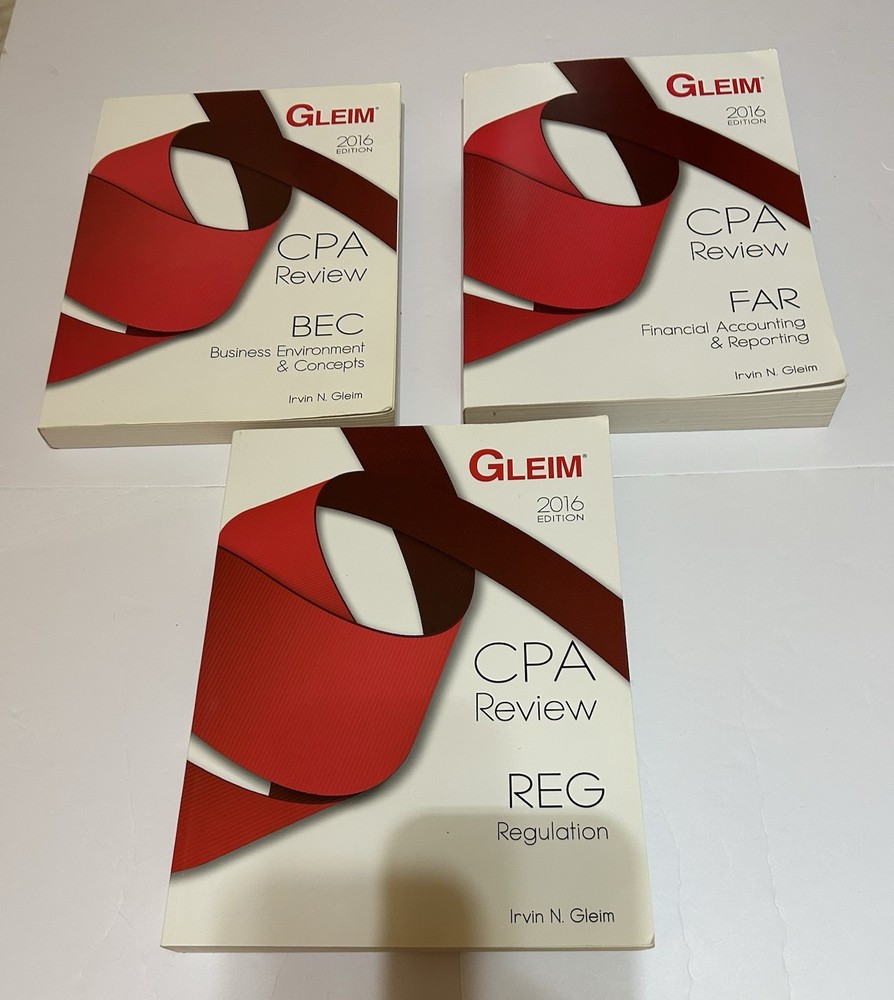 Lot 3 Books Gleim CPA Exam Review REG FAR BEC 2016 Paperback Sample Questions