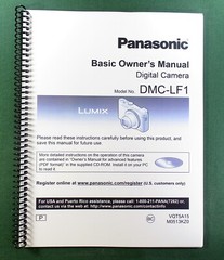 Panasonic Lumix DMC-LF1 Basic Instruction Manual: 39 Pages & Clear Covers!