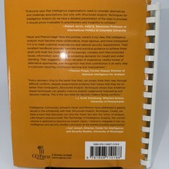 Structured Analytic Techniques for Intelligence Analysis 2011 Spiral Bound Book
