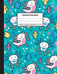 Cute Axolotl Aquatic Pattern Notebook 8.5×11 College Ruled 120 Pages