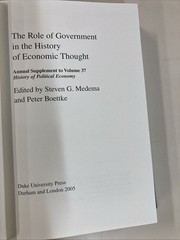 Role of Government in the History of Economic Thought 2005 Supplement HC 2005