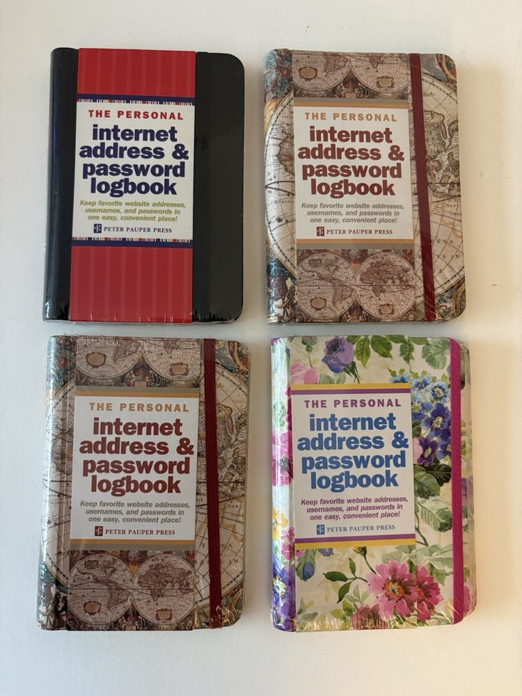The Personal Internet Address & Password Logbook Peter Pauper Press Lot Of 4 New