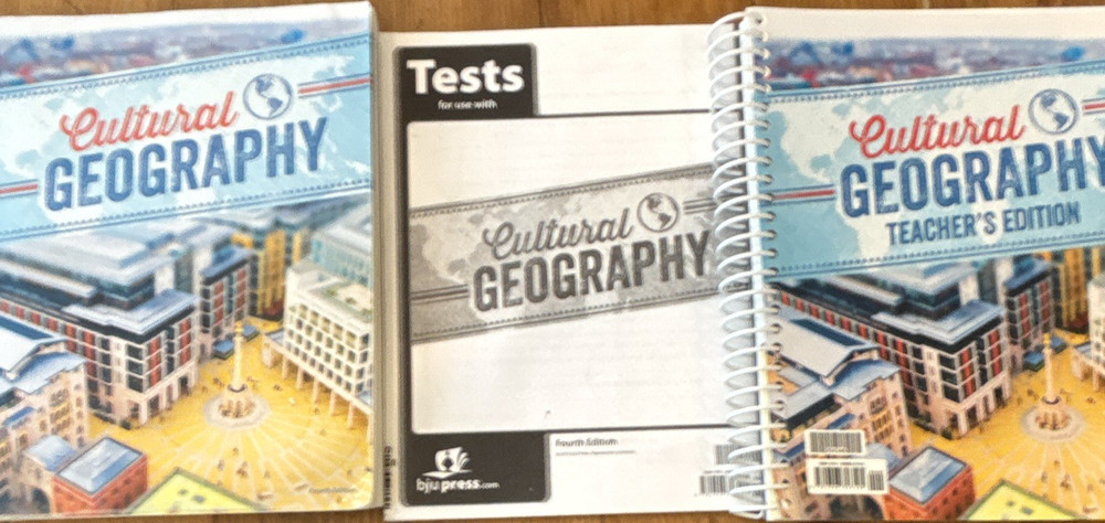 BJU Press Cultural Geography Textbook 4th Ed + Teacher Ed (Book B only) + Tests