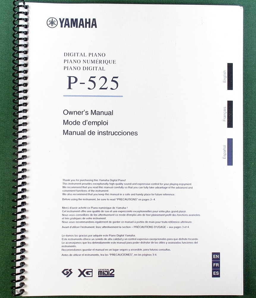 Yamaha P-525 Owner’s Manual: 128 Pages & Protective Covers!