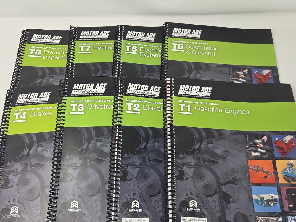 ASE Test Prep Medium and Heavy Truck Study Guide Set ASE T1-T8 Motor Age Staff
