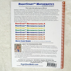 RightStart Mathematics Level G Lessons 2nd Edition Spiral Like New