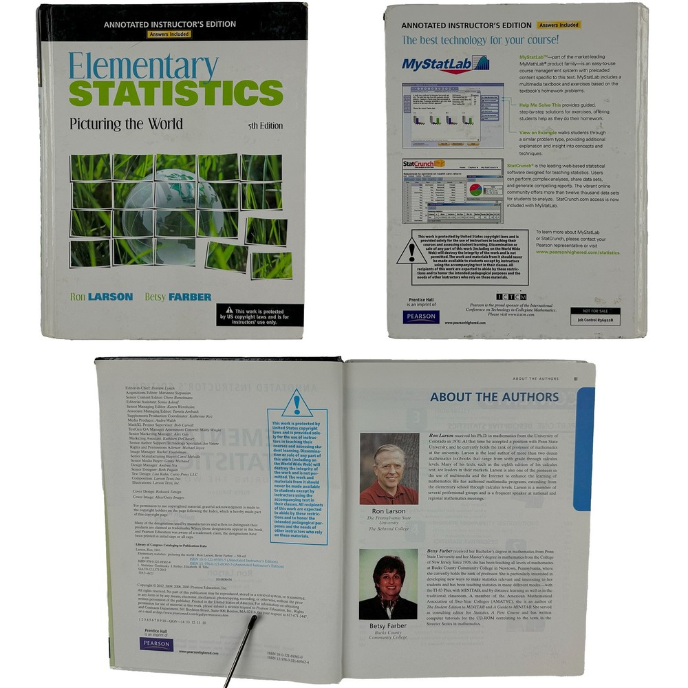 Elementary Statistics Picturing the World 5th Ed Larson Farber Annot Instructor