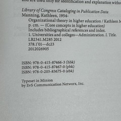 Organizational Theory in Higher Education Manning 2013 Education Textbook PB
