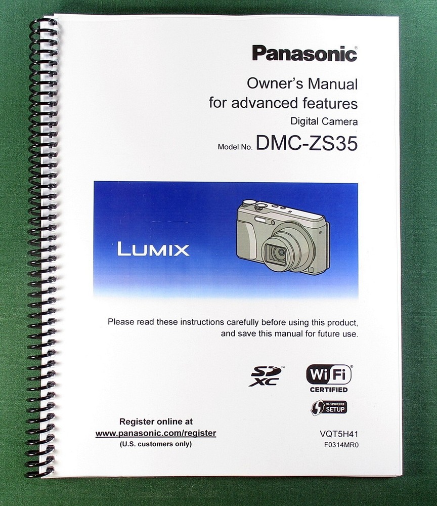 Panasonic DMC-ZS35 Advanced Owner’s Manual: Full Color 186 Pages & Clear Covers!