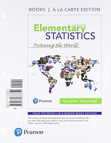 Elementary Statistics: Picturing the World by Ron Larson