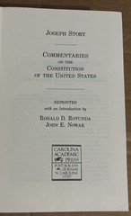 Joseph Story Commentaries On The Constitution 1987 Carolina Academic Press HC DJ