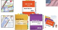 2026 CPT, ICD-10-CM & HCPCS Level II Tabs: Colorful Waterproof Organization