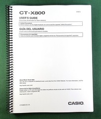 Casio CT-X800 Instruction Manual: 74 Pages Coil Bound & Protective Covers!