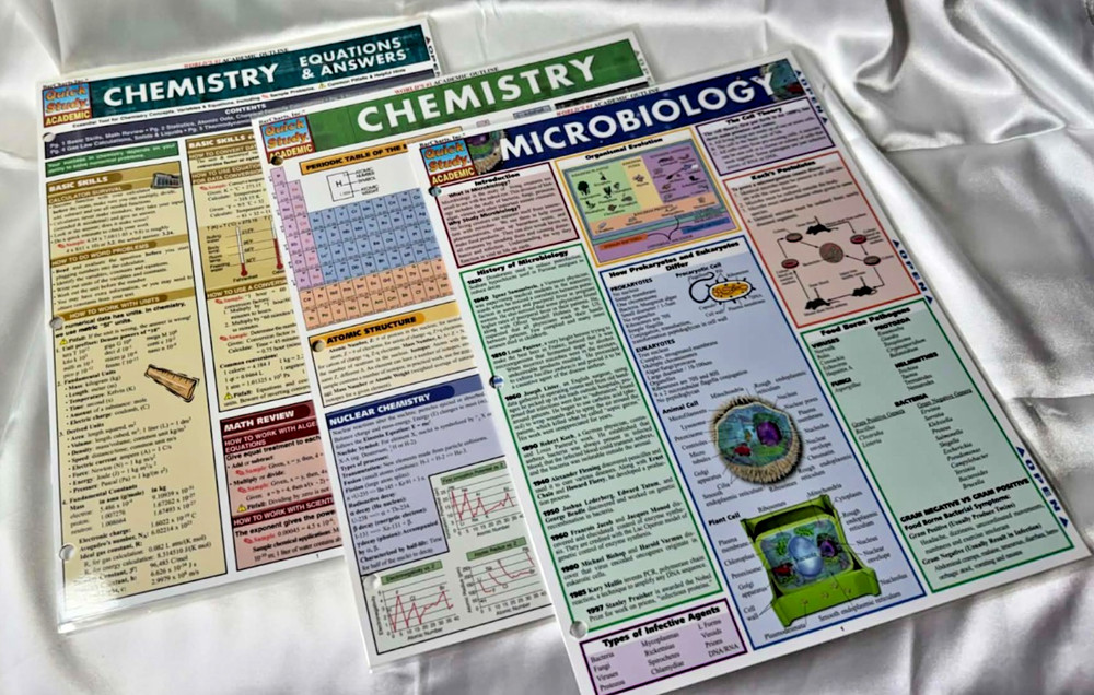BarCharts Inc Quick Study Academic Lot of 3 Chemistry(2) & Microbiology