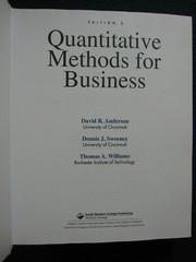 Quantitative Methods for Business [May 12, 2000] Anderson, David R.; Sweeney, ..