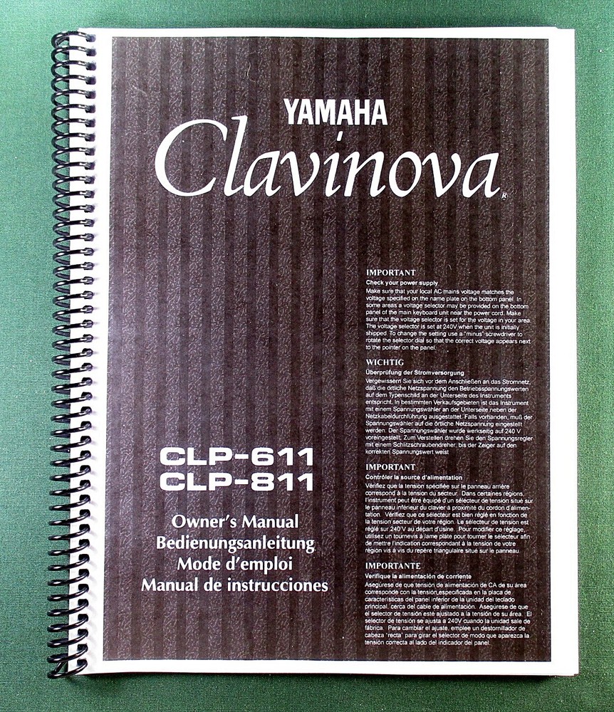 Yamaha CLP-611 CLP-811 Instruction Manual: 72 Pages & Protective Covers!