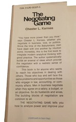 Negotiating Game: How to Get What You Want, Book by Chester L. Karrass, 1970, HC
