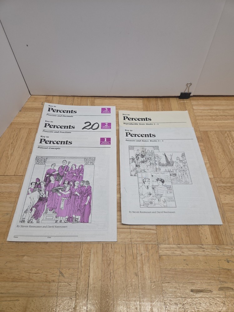 Key to Percents Books 1-3 Complete Set Answers Notes & Tests Curriculum Lot